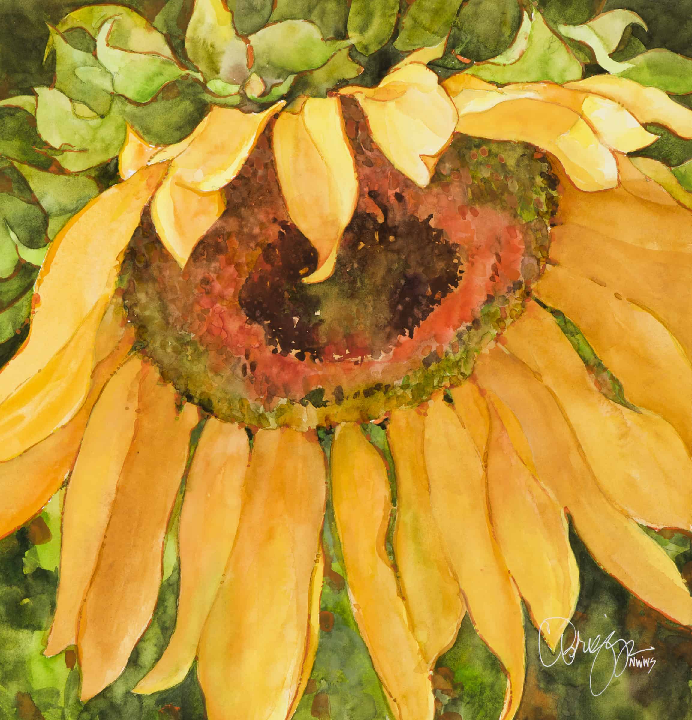 Tranquility Tranquility (Sunflower) Cindy Briggs Art Watercolor Painting