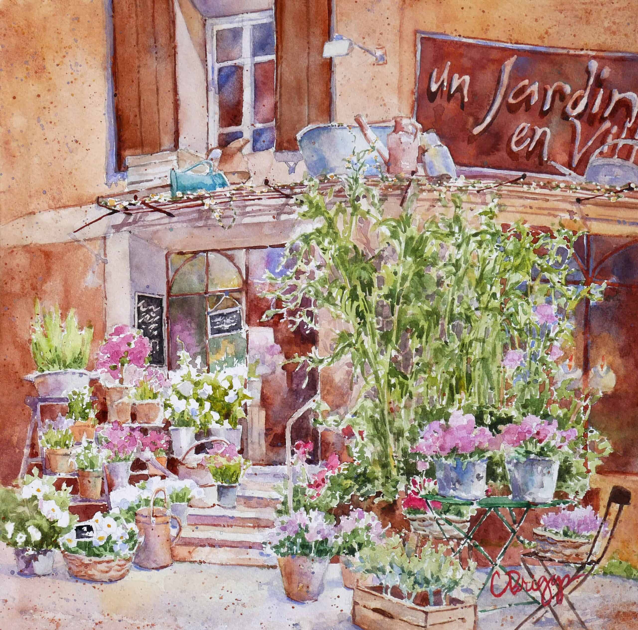 en Jardin de Ville scaled En Jardin de Ville Cindy Briggs Art Watercolor Painting