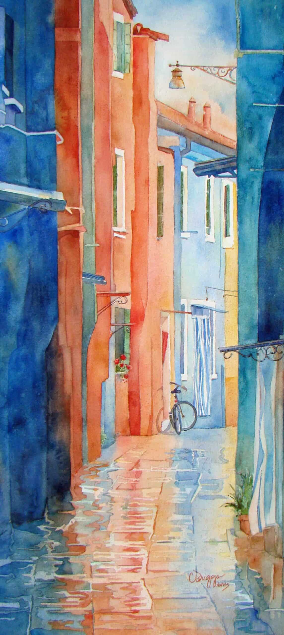 After the Rain 1 scaled After the Rain, Burano, Italy Cindy Briggs Art Watercolor Painting