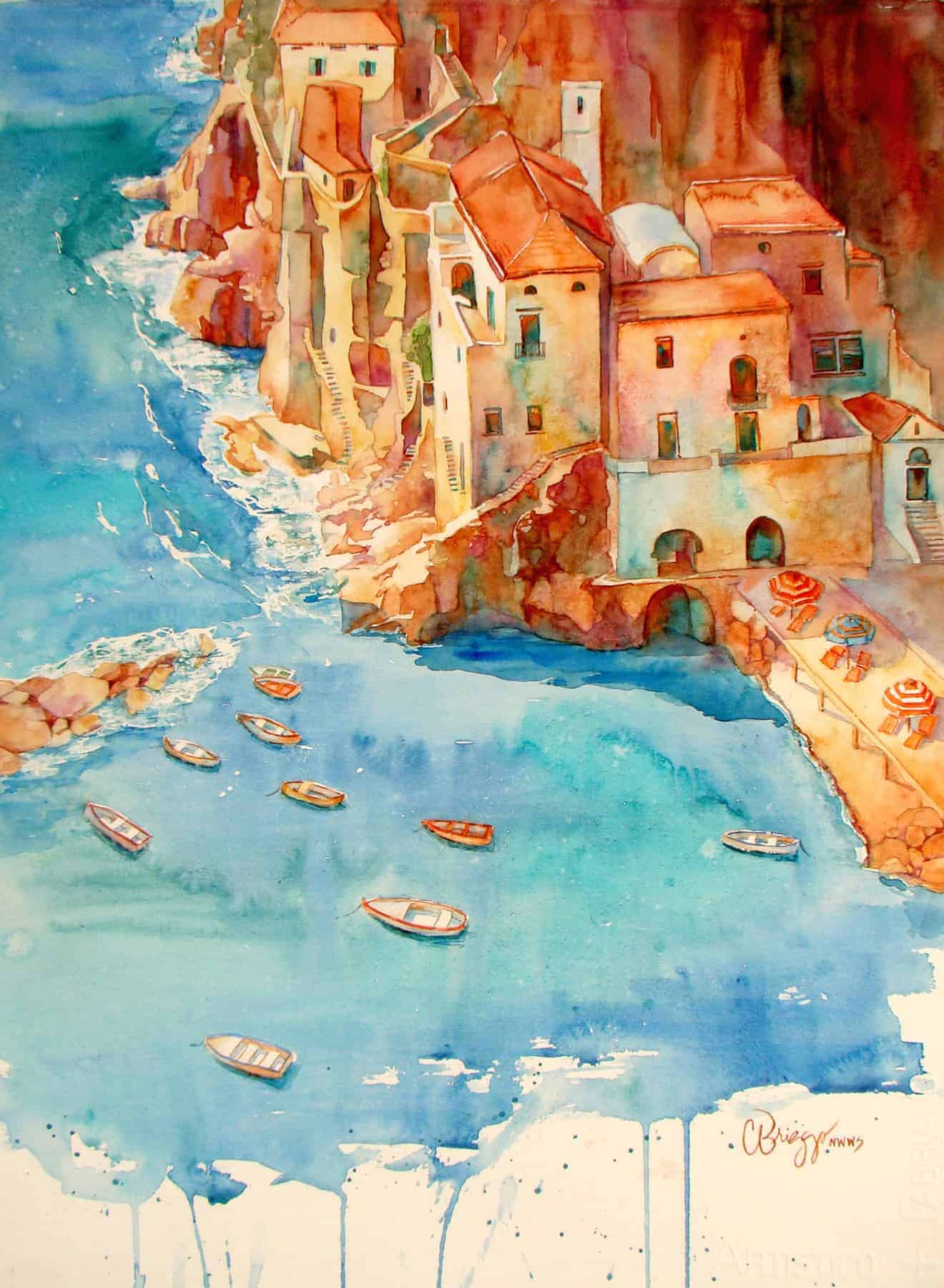 Conca dei Marini Conca dei Marini Cindy Briggs Art Watercolor Painting