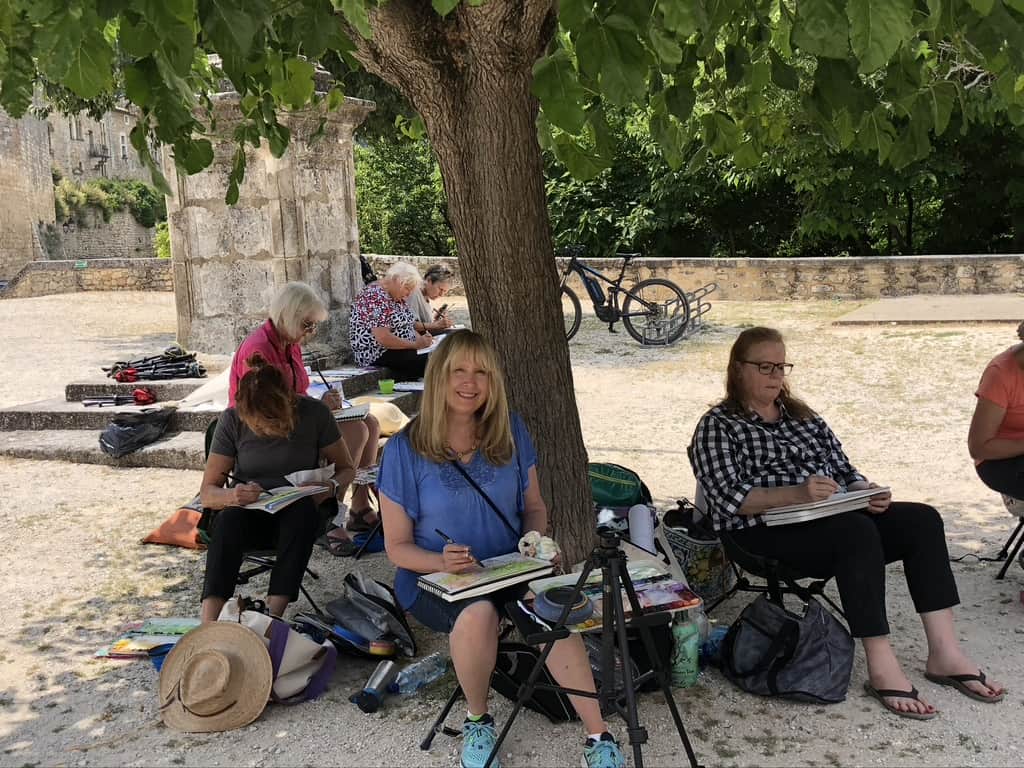 painting outdoors with a group