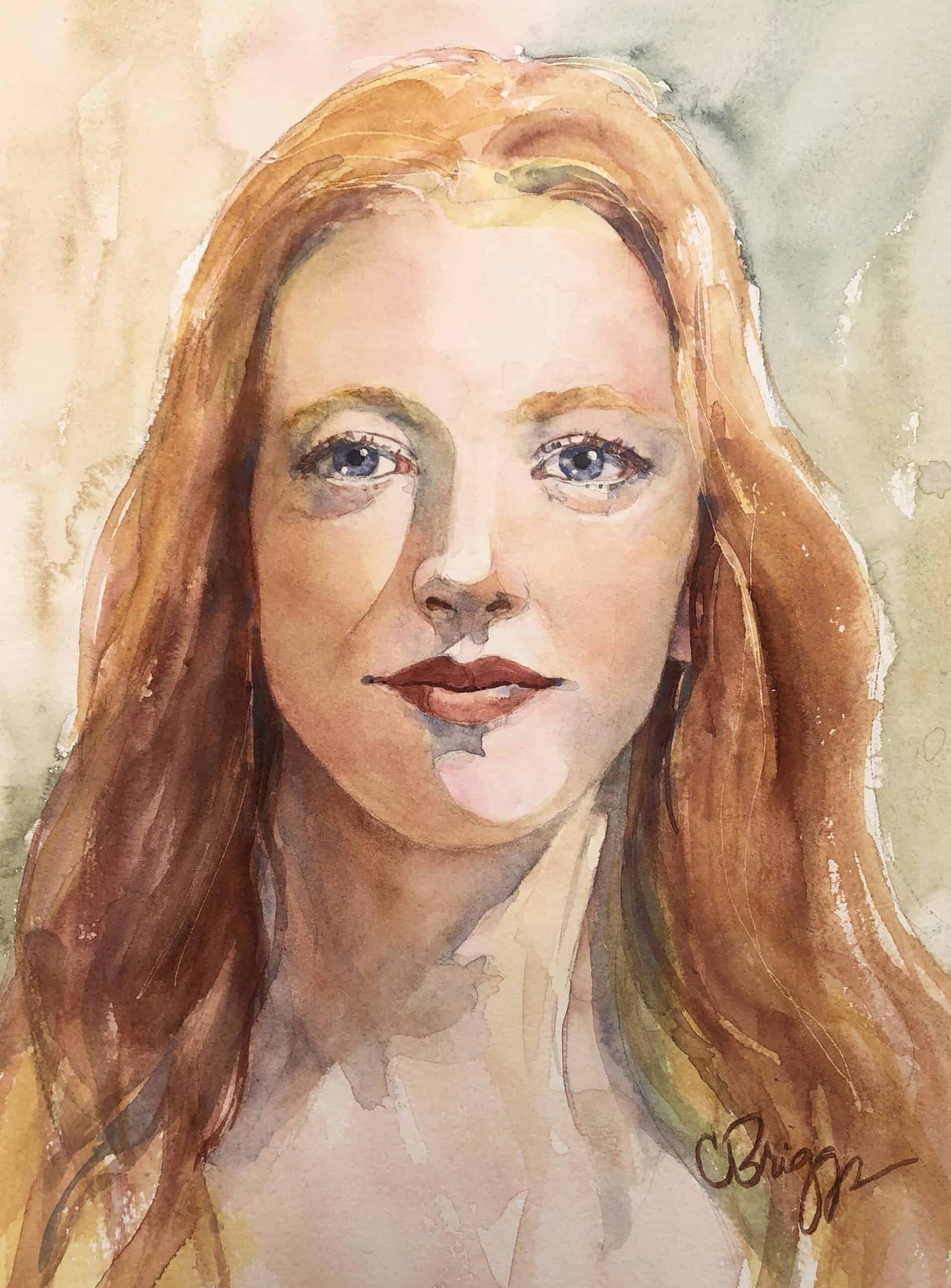 Cindy Briggs Watercolor Painting Portrait - Goldie 8x10 Portrait