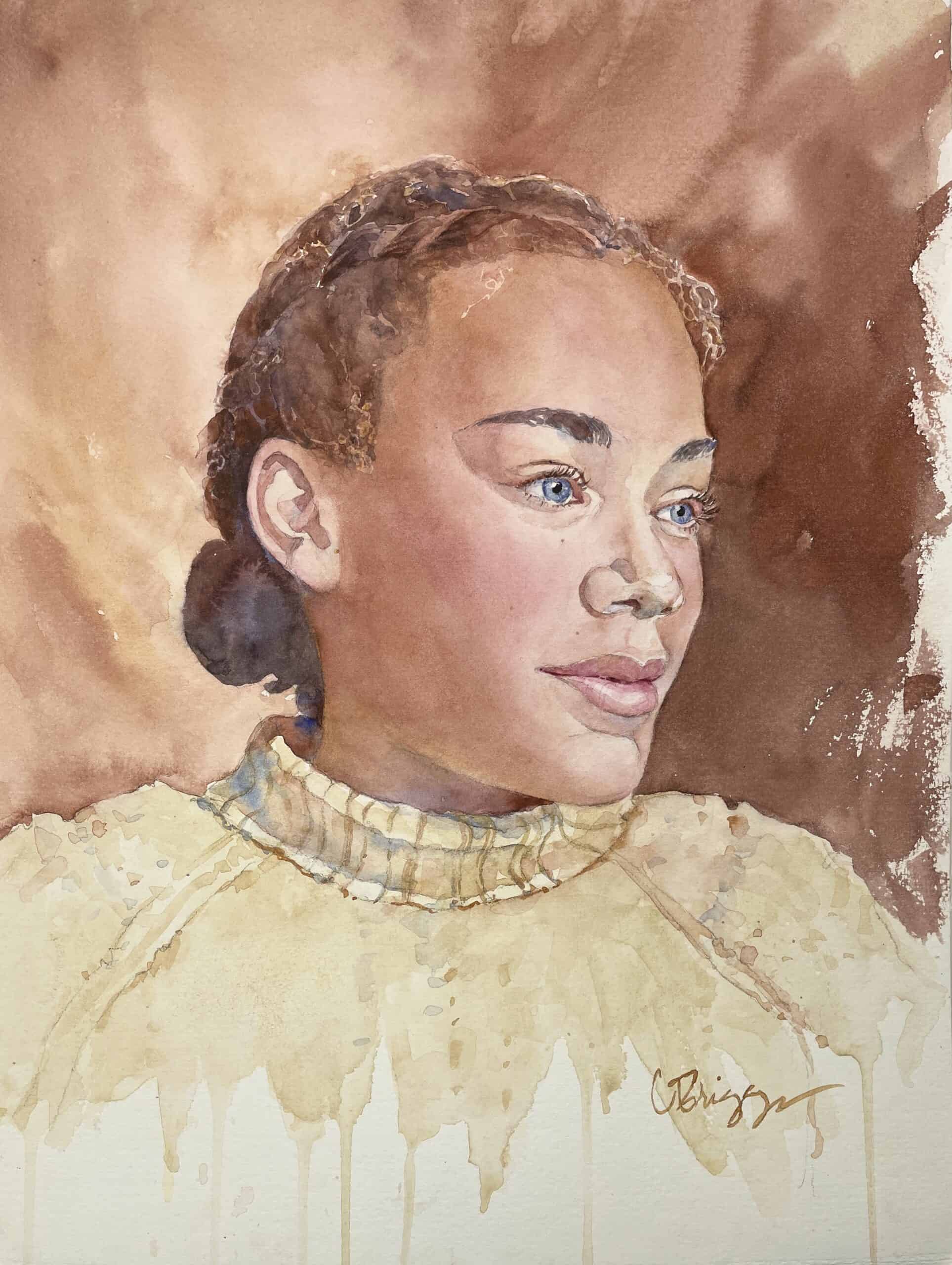 Cindy Briggs Watercolor Painting Portrait - Margo 8x10 WC